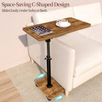 End Table Adjustable Height, 22.8"L Side Table Tv Tray with Wheels, 90° Tilting Panel Couch Table That Slides Under, Small End Table for Small Spaces, Overbed Bedside Desk Mobile Rolling Laptop Stand - style: Widen & Adjustable