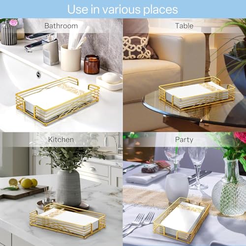 Gold Guest Towel Holder Tray for Bathroom – Countertop Napkin Organizer for Disposable Paper Towels, Elegant Hand Towel Rack for Powder Room, Modern Guest Bathroom Accessories - color: D - Matt Gold Napkin Holder for Bathroom, size: Guest Towel Holder