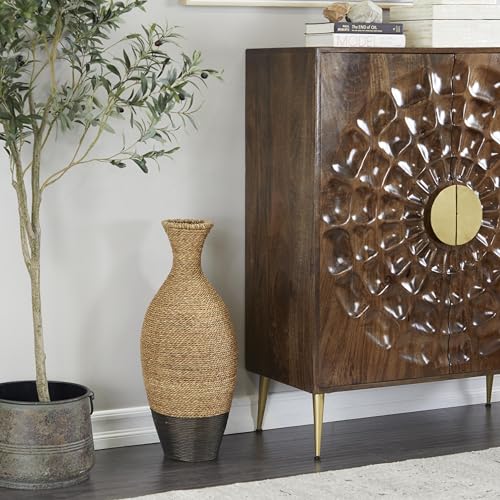 Deco 79 Seagrass Handmade Decorative Vase Tall Woven Floor Centerpiece Vase, Vase for Home Decoration 11" x 11" x 27", Brown - size: 11" x 11" x 27"