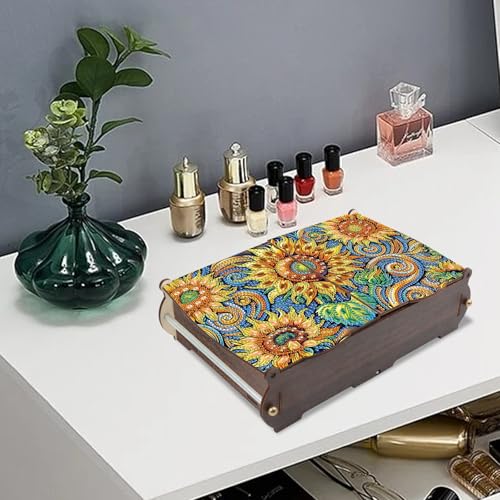 Tontut Diamond Painting kit Storage Box, Sunflower DIY Multifunctional Handmade Storage Box, Suitable for Home Holiday Gifts - color: Sunflower