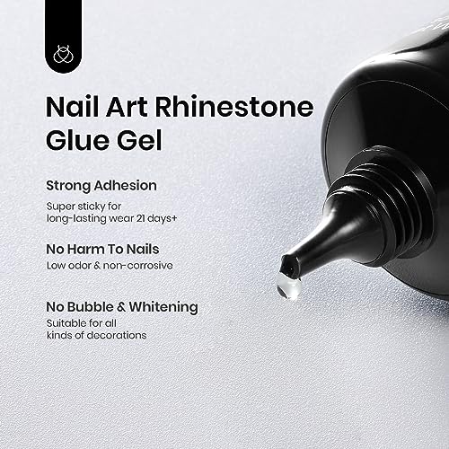 Beetles Rhinestone Nail Glue Gel, Strong Hold Nail Art Adhesive for 3D Gems, Rhinestones & Accessories, UV/LED Curing Clear Gel, Easy Application, Long Lasting Salon & DIY Nails - color: C3-35g Nail Rhinestone Glue
