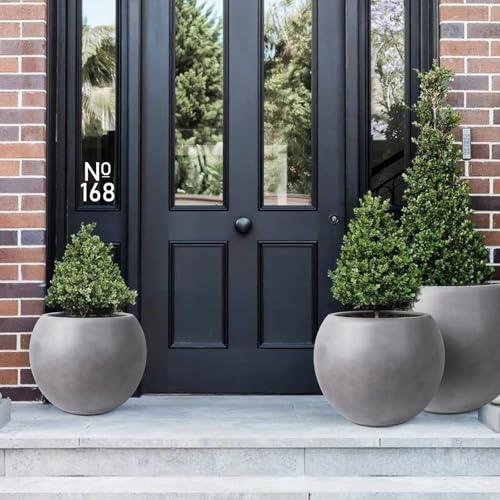 Panlaolao 13.5 H x 17" Dia (12" Pot Opening) Round Fiberstone Planter with Drainage Hole, Gray, Indoor/Outdoor Large Plant Pot for Home Patio Garden, Ideal for Large Plants - color: Gray, size: 17 Inch