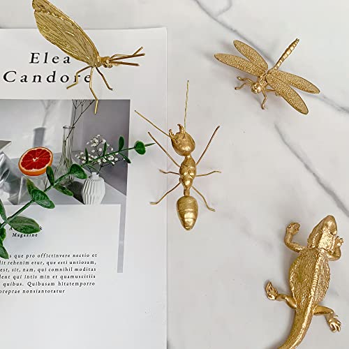 Gold Ant Sculpture Solid Metal Insect Ornament Mini Ant Figurine for Home Office Garden Desktop Decor - style: Ant