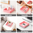Acrylic Tray, Scalloped Glossy Pink Acrylic Decorative Tray for Home Decor, 8x8 Inch Acrylic Organizer Tray for Vanity Countertop Makeup Skincare Square Acrylic Storage Tray (Square Pink)