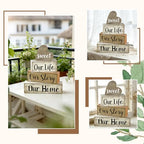 4 Pcs Farmhouse Tabletop Decor Rustic Wooden Block Set for Kitchen Shelf Mantel Family Home Warm Heart Sign Housewarming Gift - style: Home