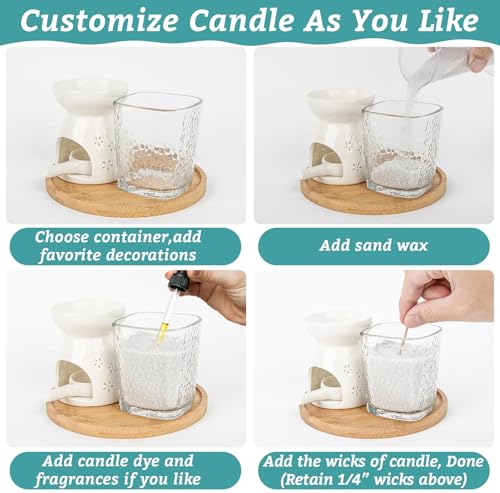 Sukh Snow Pearled-Candles with Wicks - DIY Snow Candle Wax with Wicks,Wax,Refillable for Making,Weddings,Partie (Silver) - color: Silver