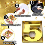 SiliFine 12" Charcuterie Number Shaped Mache with Clear Lid Fillable Sweets Serving Trays Paper Mache Cupcake Candy Box for 2025 Graduation Party Graduation Celebration(Gold,Number 5) - color: Gold, style: Number 5