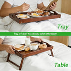 2 Pack Bed Tray Table Breakfast Trays Serving Tray Bamboo Bed Laptap with Floding Legs Handles and Phone Holders - style: 2 pack(Walnut)