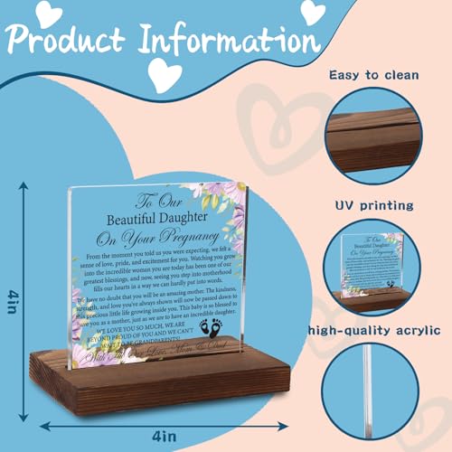 Pregnancy Celebration Acrylic Plaque Gift, Precious Gift for Expecting Daughter, Sentimental Parent-to-Daughter Keepsake with Wooden Stand, XXD194 - style: Beautiful Daughter