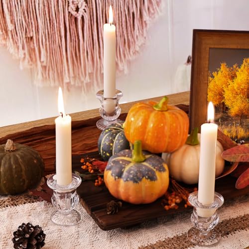 Letine Candlestick Holders Set of 12-2.5" H Taper Candle Holders Bulk - Clear Glass Candle Holder for Rustic Wedding Centerpiece Table Decorations, Valentine's Day & Thanksgiving Decorations Indoor - color: Clear