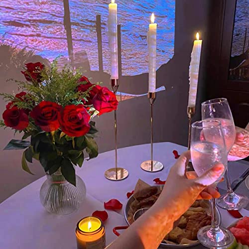 Gold Taper Candle Holders, Set of 6 Gold Candlestick Holders Taper Candle Holders fits 3/4" Thick Pillar Candle Led Modern Metal Candles, Elegant Stands Decorative Table Candle Holder - color: Gold