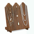 MOOCA Portable Wooden Necklace Jewelry Stand, Display Up to 12 Necklaces Storage Holder, Jewelry Display Stand, Brown Color - color: Brown, 12 Necklaces