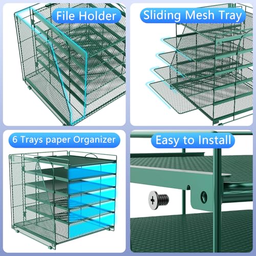 gianotter 6-Tier Paper Organizer With Magazine Holder, Desk Organizers and Accessories, Desk Accessories & Workspace Organizers, File Organizer for Office Supplies Storag (Green, 6-Tier) - color: Green, size: 6-Tier