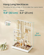 SONGMICS Jewelry Holder, Jewelry Organizer, Jewelry Display Stand with Metal Frame, Velvet Tray, Necklace Earring Bracelet Holder, for Studs, Rings, Gift Idea, Matte White UJJS021W01 - color: Matte White