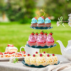 BACUTHY 3 Tier Cupcake Stand Holder, Plastic Cup Cake Stand Tower with Tiered Serving Tray for Cupcakes, Donuts, Fruits and More (Green) - color: Green