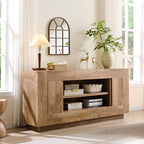 OKD Modern 70" TV Stand, Entertainment Center for TVs Up to 80", Media Console with Large Open Storage & Side Cabinets, Thick Wood Design for Living Room, Light Knotty Oak - color: Light Knotty