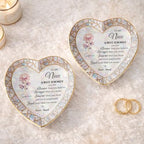 Personalized Niece Jewelry Dish Gift from Aunt, Heart Trinket-Dish with Custom Birth Flower, “Always Remember You Are Braver Stronger Smarter Loved” Inspirational Ceramic Ring Keepsake - color: Niece 054