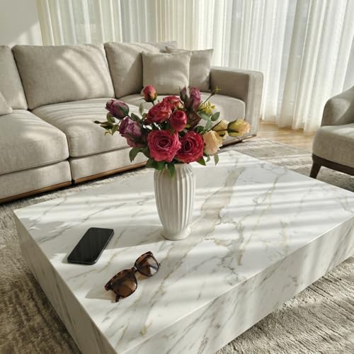 White Ceramic Vase, 9.1 Inch Water Safe Vase for Fresh Flowers, Farmhouse Home Decor Table Centerpieces for Living Room Cabinet Wedding (Rustro 9'') - color: Rustro 9''