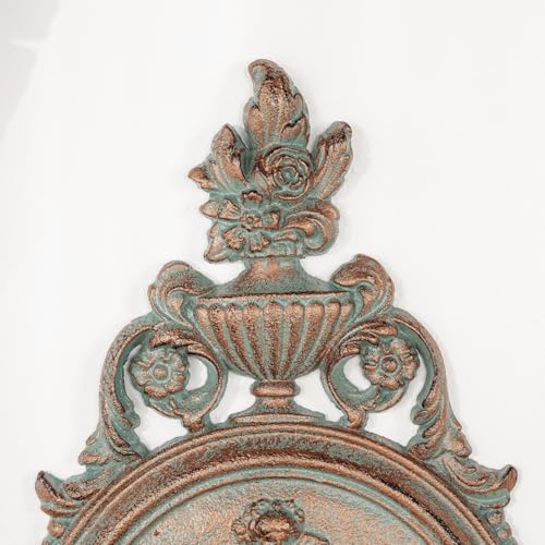 Sungmor Ornate Cast Iron Wall Art Plaque – Classical Woman Relief in French Country Style, Decorative Wall Sculpture - Vintage Hanging Décor for Home, Garden, or Patio – Rustic Black Finish - color: Red Copper & B
