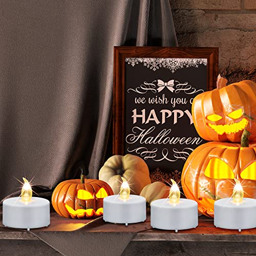 Hanzim LED Tea Lights Candles- 12PACK Warm Yellow Flameless Candles Realistic and Bright Flickering Long Lasting 200Hours for Holiday Celebration,Party,Home Decoration,Battery Operated - color: warm yellow, size: 12pack
