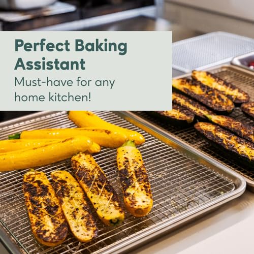 Ultra Cuisine Oven-Safe, Dishwasher-Safe 100% Stainless Steel Cooling and Baking Rack Set Heavy Duty Tight-Wire - 11.5 x 16.5-inch - Set of 2 - Half Sheet Pan Cooling Racks - size: 11.5" x 16.5" 2-Pack
