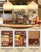 Book Nook Kit - DIY Miniature Japanese Fan House, 3D Wooden Puzzle Dollhouse with LED Lights, Tiny Bookend & Creative Bookshelf Decor, Crafts Gifts for Adults - style: Tsukino Eogi-dou
