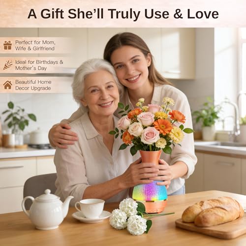 3-in-1 Vase Bluetooth Speaker With Ambient Light & White Noise, 8H Playtime, Water-Safe Flower Vase for Bedroom, Living Room Decor, Mother's Day,Birthday Gift for Women, Mom, Wife or Girlfriend - color: Orange