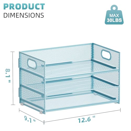 Marbrasse 3 Tier Paper Organizer Letter Tray, Mesh File Organizer with Handle, Paper Sorter Desk Organizer for Home Office Supplies - 2p Blue - color: Blue - 2p