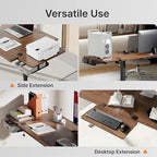 PEGZONE Desk Extender Tray, 24" x 12" Clamp On Desk Shelf, Desk Extension with Storage Drawer, Table Desk Arm Rest, Clamp On Keyboard Tray for Office and Home, Workstation Organizer, Medium, Walnut - size: 24 x 12 inch, style: Walnut with Drawer