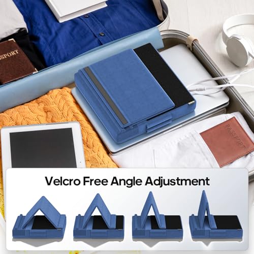 KDD Tablet Pillow Stand, Multi-Angle Viewing Ipad Holder for Lap, Bed and Desk, Foldable Soft Pad Dock with Stylus Mount Compatible with Ipad Pro 12.9, 10.5, 11, Air, Mini, Phones, Books, E-Reader - color: Blue