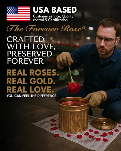Forever Rose Hand-Dipped in 24K Gold, Ruby Red-Inspired July Birthstone with Sparkles, Real Rose in Luxury Gold Gift Box & Clear Glass Bud Vase –Perfect Ready to Gift for July Birthday or Any Occasion - color: July Ruby