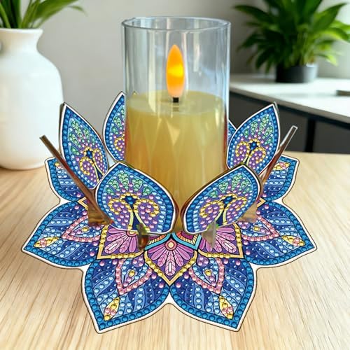 5D DIY Diamond Art Painting PVC Flower Candle Holders Tealight/Tea Light/Votive Candle Holder, for Table Centerpiece Home Décor Party Wedding Dinning-Flower-7 - color: Flower-7