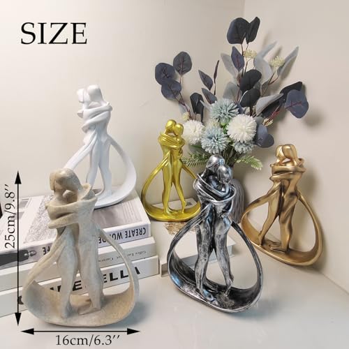 Couple Sculptures for Home Decor, Anniversary Statue Gifts, Hugging Couple Figurines, Modern Romantic Sculptures for Living Room, Bedroom, Office Decor (Sandstone) - color: 1-sandstone