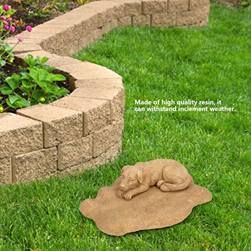 Hapivida Dog Garden Statue, 5.5in Mini Puppy Garden Memorial Stone Sleeping Dog Statue Decor Outdoor Resin Realistics Sculptures Gift Yellow - size: Yellow Dog