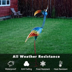 DREAMSOUL 30" Tall Bird Garden Statues Metal Standing Bird Outdoor Statues, 3D Funny Statue for Garden Patio Lawn - color: Blue
