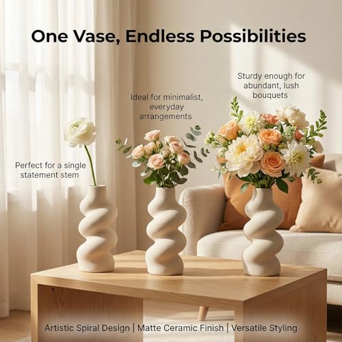 Ceramic Flower Vase Home Decor，8" Modern Farmhouse Decor,Rustic Small Vase for Centerpieces, Pampas Grass Bud Vases for Living Room Kitchen Office Decorations (Green) - color: Green B