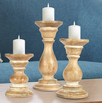 Candle Holder Stand Wooden, Candelabra, Candle Holder, Unity Candle Holders, Rounded Turned Colums, Country Style Ideal for Gift, Wedding, Christmas, Party, Home - 10,8,6 Inch - Set of 3 - White Wash - color: White Wash, size: 10,8,6 Inch Mid Circle