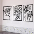 CHENGU 3 Pieces Metal Minimalist Abstract Woman Wall Art Line Drawing Wall Art Decor Single Line Female Home Hanging for Kitchen Bathroom Living Room - style: Classic Style
