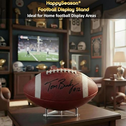 Happyseason 3-Pack Acrylic Football Stand, Basketball Stand with Stainless Steel Rods, Soccer Ball Holder, Volleyball Holder, Round-Edge Rack for Balls, Easy to Assemble (Clear)