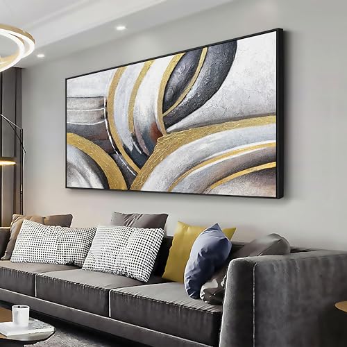 Abstract Wall Art Black White and Gold Painting Abstract Canvas Wall Decor Framed Artwork Modern Home Wall Decor for Living Room Bedroom Office 20"x40" - color: Brown Gold, size: 40"L x 20"W