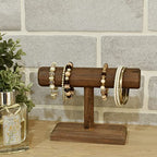 Ikee Design Antique Wooden Display Jewelry Accessory Stand, Bracelet Scrunchie Holder Display for Store, Showcase and Home, Brown Color, 7.9 W x 2.9 D x 5.5 H in