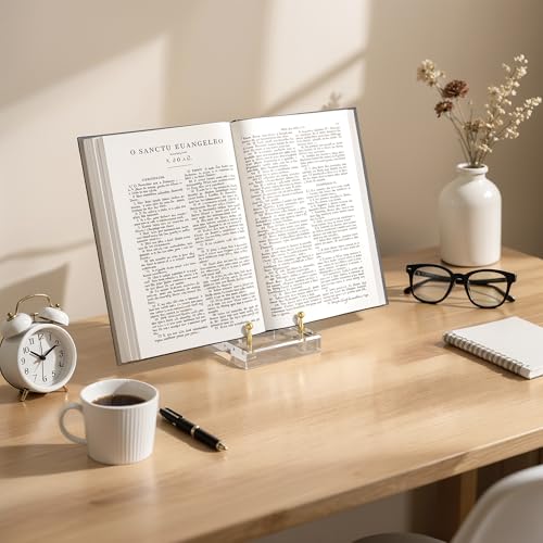 Acrylic Easel Display Stand, Clear Table Easel Picture Frame Holder with Adjustable Tilt, Perfect for Phones, Art, Weddings, Office & Home Décor, Gold-1P