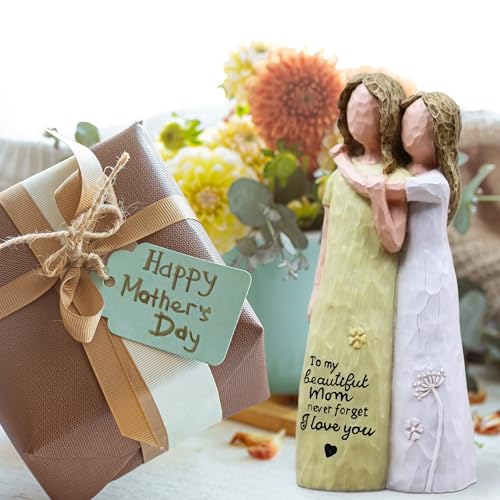 Mom Birthday Gifts from Daughter, Birthday Gifts for Mom from Daughter, Mother Daughter Gift, Mother of The Bride Gift, Sculpted Hand-Painted Figurine(Yellow) - color: Yellow