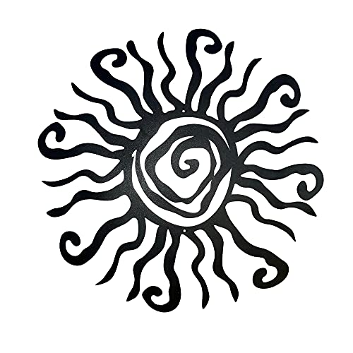 Riverside Designs Wacky Sun Metal Wall Art Indoor/Outdoor Decor - 36" Black Rust Proof Wall Sculpture - Made in USA - Ideal for Bedroom, Garden, Home, Patio and Farmhouse - color: Black, size: 36"L x 36"W