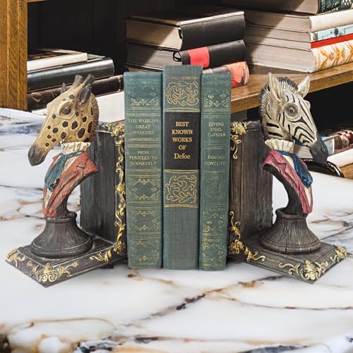 Design Toscano Serengeti Soiree Giraffe and Zebra Bookends - style: Giraffe and Zebra