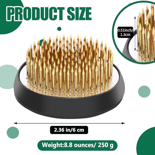Sliner 16 Pieces Floral Frogs 2.36 Inch Round Brass Flower Holder Japanese Ikebana Vase Kenzan Flower Flower Arranger Flower Fixed Tools Pin for Flower Arrangement Home DIY Craft - color: Gold, size: 2.36 Inch