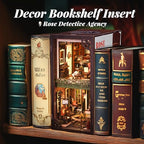 Cutefun Book Nook Kit, DIY Miniature Dollhouse Booknook for Adults, 3D Wooden Puzzle Bookend Bookshelf Insert Decor with LED Light, Gift for Craft Lovers (Rose Detective Agency) - style: Rose Detective Agency