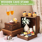 6 Pack Wood Cake Cupcake Stand Buffet Risers, Wooden Display Stand Wood Display Riser, Square Food Display Risers for Party Wedding Birthday Home (6" 7" 8" 9" 10" 11") - color: Brown 6pcs (6" 7" 8" 9" 10" 11")