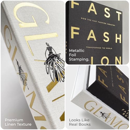 Decorative Books for Home Decor – Black & White Linen Faux Books for Decoration: Aesthetic Fake Book Shelf, Living Room, Mantle, Entryway & Coffee Table Decor – Stack Faux Book Storage Box, Set of 2