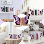 Decorative Butterfly Bookends Wooden Acrylic Butterflys Bookend Modern Bookshelf Decor Accent Book Stopper Decor for Home Farmhouse Shelves Office Lover Gift(Purple Butterfly) - style: Purple Butterfly